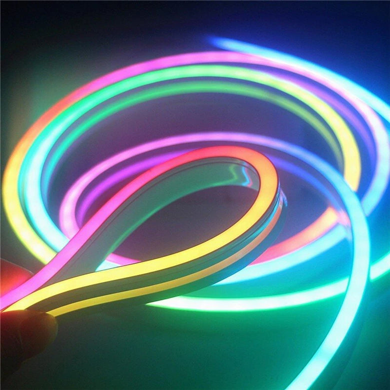 Elfeland 3M/5M 24V LED Neon Light Strip RGBIC Music Sync IP65 Waterproof DIY Flexible Neon Rope Lights 29 Modes for Indoor Outdoor Party Decoration