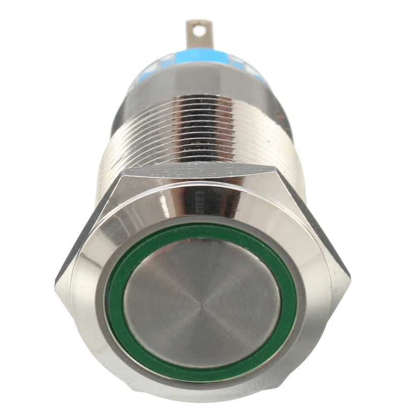 5 Pin 19mm LED Light Illuminated Push Button Latching Switch SPDT Waterproof