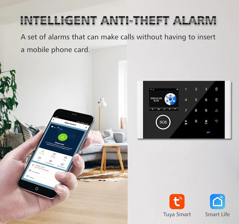 WIFI GSM Alarm System Kits Tuya Smart Home Wifi Door Sensor Doorbell Motion Sensor/Detector Security Alarms for Home