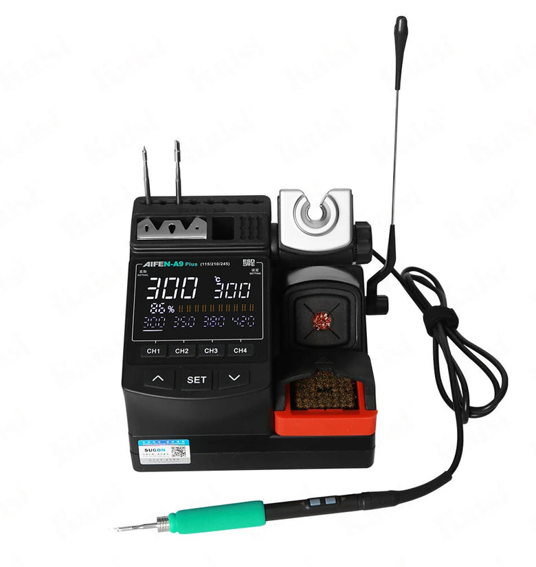 AIFEN A9 Plus Soldering Station 120W Temperature Control 100C-450C Anti Splash Cleaner 4 Segment Storage 245 Tips