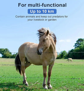 5km Electric Fence Energizer 2.5 Joule With LCD Display 12V Farm Electric Poultry Equipments Energizer Controller for Farm Livestock Cows Cattle Horse