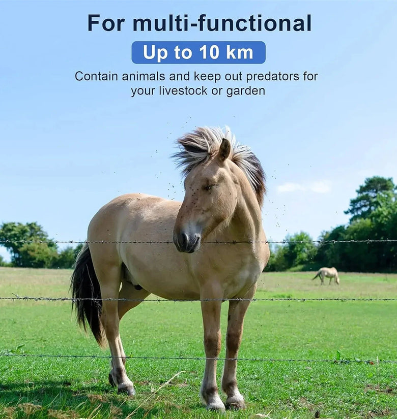 5km Electric Fence Energizer 2.5 Joule With LCD Display 12V Farm Electric Poultry Equipments Energizer Controller for Farm Livestock Cows Cattle Horse