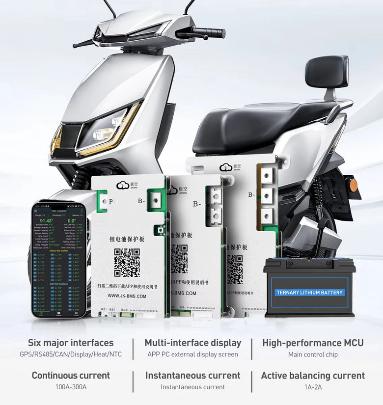 JIKONG BMS Battery Protection Board with 6 Interfaces RS485/CAN/Display/Heat/NTC Smart Active Balance BMS 40A 60A 80A 100A 200A 300A Lifepo4 Li-Ion Lto 18650 Battery BMS