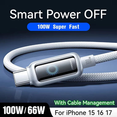 JOYROOM S-A55 6A 100W Type-C to Type-C AI Power-off Cable PD3.0 Fast Charging Data Transmission Tinned Copper Core Line 1.2M Long for iPhone 17 17Pro Max 16 15 14 for Samsung Galaxy S25 Ultra for Xiaomi 17pro for OPPO