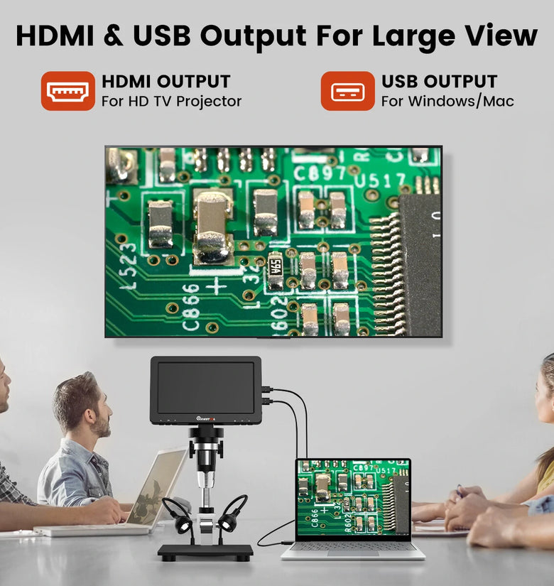 MUSTOOL DM9 Pro HDMI-compatible Digital Microscope w/eflect cover 7'' IPS Screen Microscopes 1200X Entire Coin View 16MP Professional Soldering Microscopio