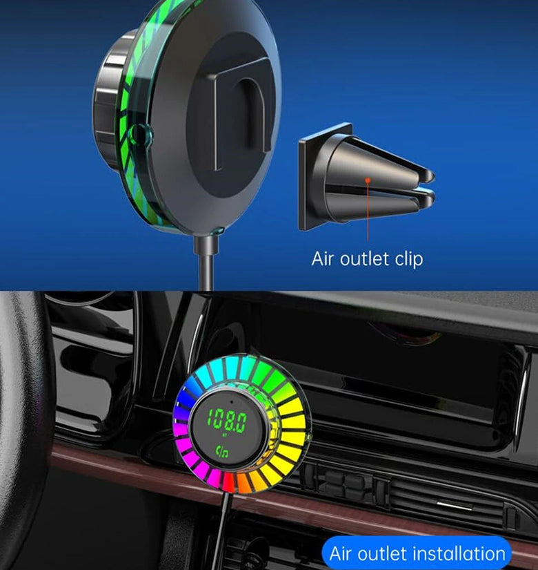 Bluetooth 5.3 FM Transmitter Car Adapter QC3.0 PD30W Charger Dual USB LED Music Streaming Supports Hands-Free Calling for Car with Air Vent Installation & DSP A2DP