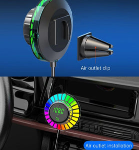 Bluetooth 5.3 FM Transmitter Car Adapter QC3.0 PD30W Charger Dual USB LED Music Streaming Supports Hands-Free Calling for Car with Air Vent Installation & DSP A2DP