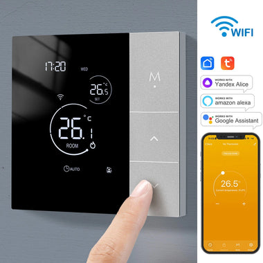 YJ508 Tuya WiFi Thermostat Smart Home Thermoregulator for Gas Boiler/Electric/Water Heating Temperature Controller APP Remote Voice Control with Alexa Google Home