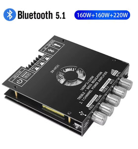 ZK-HT21 TDA7498E 2.1 Channel bluetooth 5.0 Power Amplifier Module 160Wx2+220W Subwoofer High Fidelity HD Sound AUX USB Input Home Theater Car Audio System