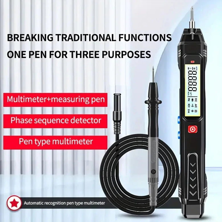 FS1S/FS2S Intelligent Pen Type Multimeter with Phase Sequence Checker Auto Range High Precision Capacitance Measurement LCD Display Operation Suitable For Home Industrial Use