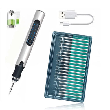 Electric Engraving Pen Kit Portable Mini Nail Rig Tool DIY Spin Etch Pen for Engraving Glass Metal Jewelry Wood Stone Nail Art