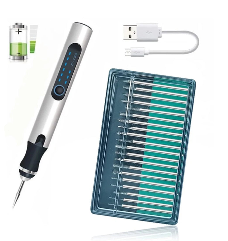 Electric Engraving Pen Kit Portable Mini Nail Rig Tool DIY Spin Etch Pen for Engraving Glass Metal Jewelry Wood Stone Nail Art