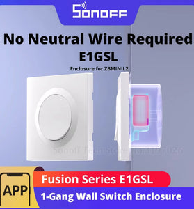 SONOFF E1GSL 1-Gang Wall Switch Enclosure No Neutral Wire Required Ultra-Slim PC Material Clip-on Installation Enclosure for ZBMINIL2