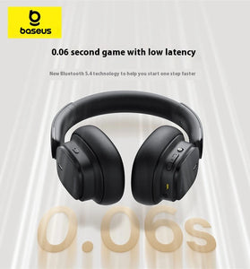 Baseus Bowie H1s Pro ANC Headset bluetooth 5.4 Headphone -45dB Active Noise Cancelling Dual Mic Noise Reduction 50mm Driver Unit Spatial Audio 65H Playback Low Game Delay 3.5mm Wired Foldable On-ear Headphones