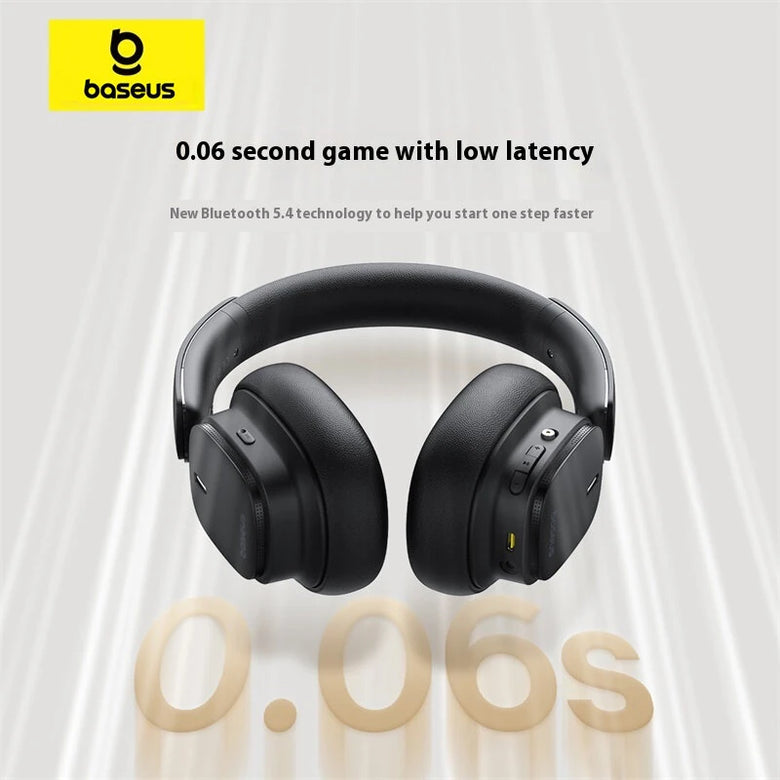 Baseus Bowie H1s Pro ANC Headset bluetooth 5.4 Headphone -45dB Active Noise Cancelling Dual Mic Noise Reduction 50mm Driver Unit Spatial Audio 65H Playback Low Game Delay 3.5mm Wired Foldable On-ear Headphones