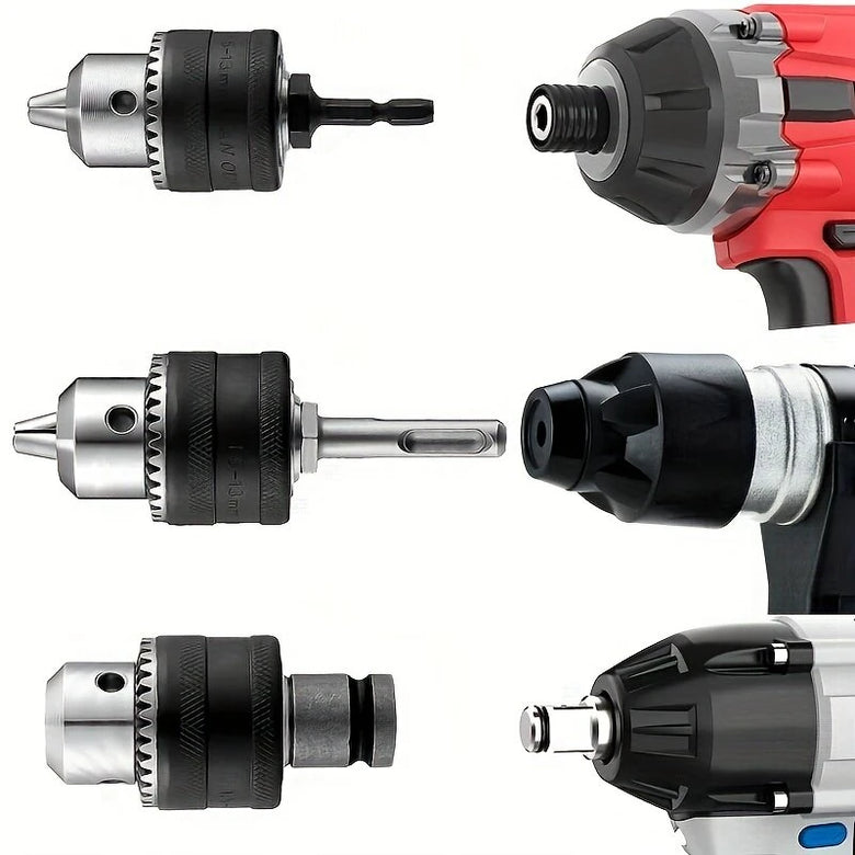 Multi Function Drill Chuck Adapter Set 7pcs 1/16 to 1/2 Inch SDS Plus Hex Shank Quick Change Converter for Impact Driver Hammer