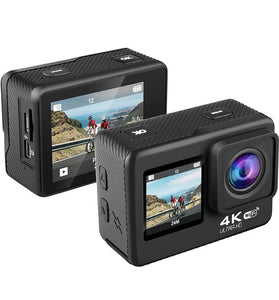 AUSEK 4K WiFi Action Camera Photography Sports Camera Waterproof HD Dual Screen Wifi Remote Control Outdoor Shooting Cycling Skiing Underwater Camera