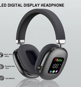 AKZ616BT Bluetooth Headphones RGB Digital Display Screen Headset 40mm Speaker HiFi Bass Driver 30H Long Battery Life Adjustment Low Latancy Headphones with Mic
