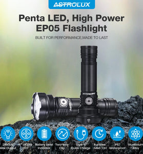 Astrolux EP05 5* LH351B 2500LM Super Bright LED Flashlight With 21700 Battery Type-C Fast Rechargeable High Performance Portable Torch Outdoor Activitives LED Light