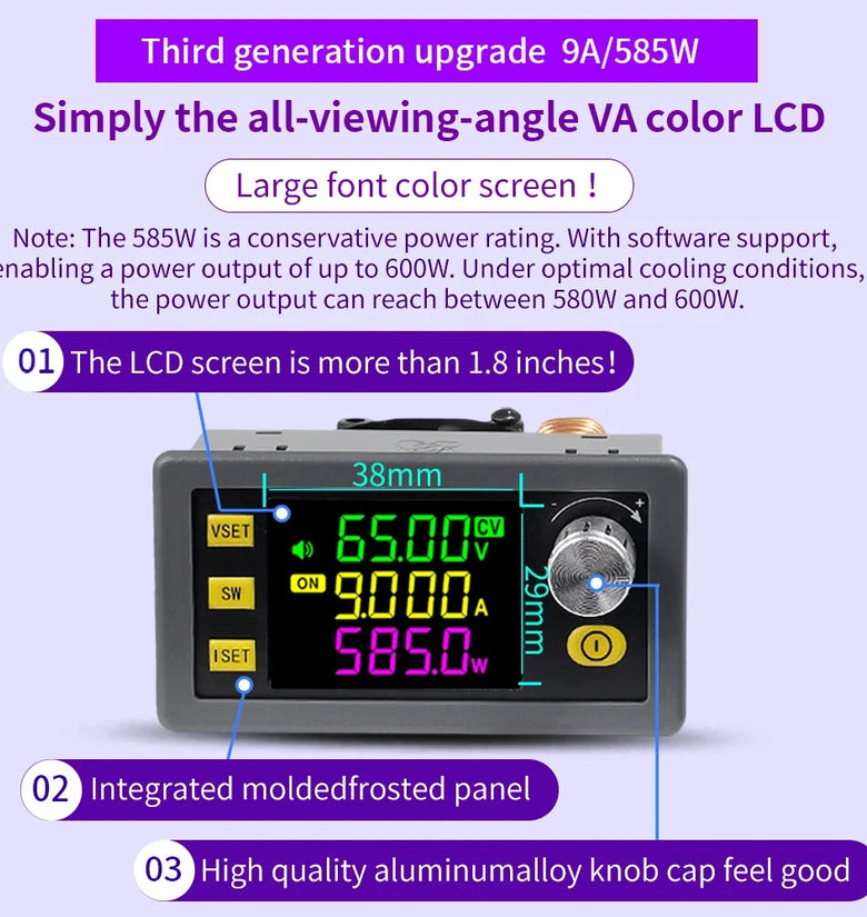 Sinilink XY6509 CNC Adjustable DC Power Supply 65V 9A 585W Step-Down Module Constant Voltage Constant Current