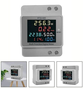 ET32-669 High Precision Professional Electrical Meter with Full-view LCD Screen Measures Voltage Current Power Frequency and Power Factor High Temperature Resistant Supports 22 KW Power