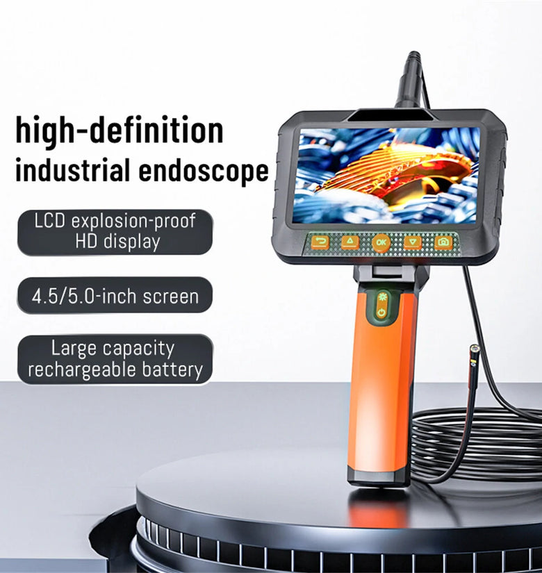 VISHRT T27 Dual Camera Dual Picture Handheld Endoscope 7mm 5 Inch LCD 1080P Borescope High Definition 5-6 Hours Battery Life