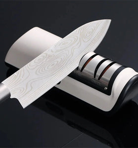 2-Stage Electric Knife Scissors Sharpener Professional Kitchen Sharpening Tool Built-in 2000mAh Battery for Straight-Edge Knife Hunting Knife Pocket Blades