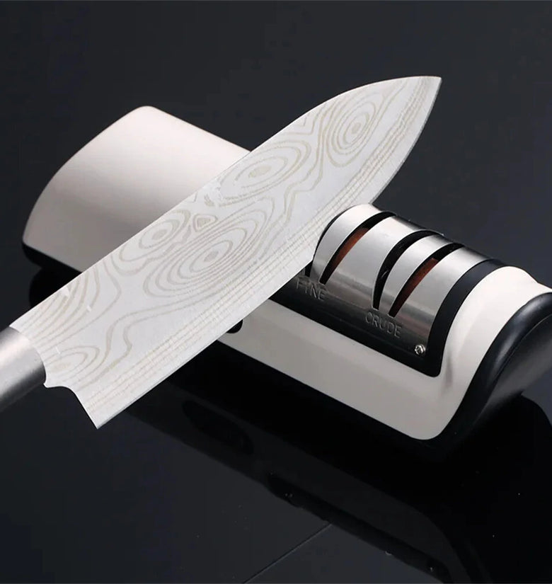 2-Stage Electric Knife Scissors Sharpener Professional Kitchen Sharpening Tool Built-in 2000mAh Battery for Straight-Edge Knife Hunting Knife Pocket Blades