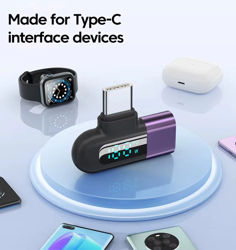 6A Type-C OTG Adapter 120W Fast Charging Digital Display USB-C to C Converter 480Mbps Data Transfer PD Compatible Aluminum Alloy for Phone Laptop Tablet