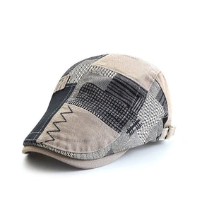 Collrown Men Berets Retro Patchwork Plaid hat Men's Flat Cap England Newsboy Cap Classic Peaked Painter Caps for Spring Summer Autumn Winter