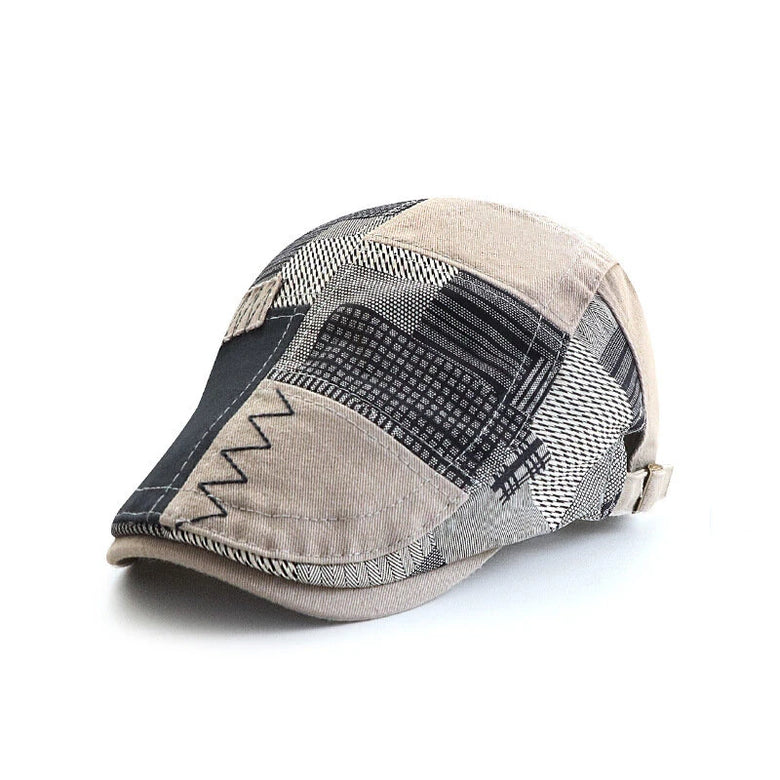 Collrown Men Berets Retro Patchwork Plaid hat Men's Flat Cap England Newsboy Cap Classic Peaked Painter Caps for Spring Summer Autumn Winter