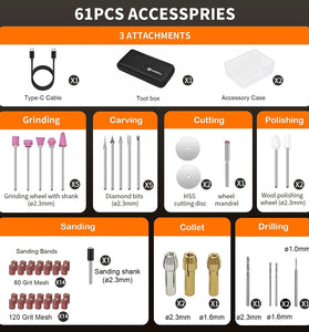 Mini Cordless Rotary Tool 5-Speed USB Charging Rotary Tool Kit with 55 Accessories Multi-Purpose 3.7V Power Rotary Tool for Sanding Polishing Drilling Etching Engraving DIY Crafts