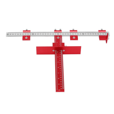 ENJOYWOOD Red Aluminum Alloy Metric/Inch Cabinet Hardware Jig 5mm Drill Guide Cabinet Handle Template Jig