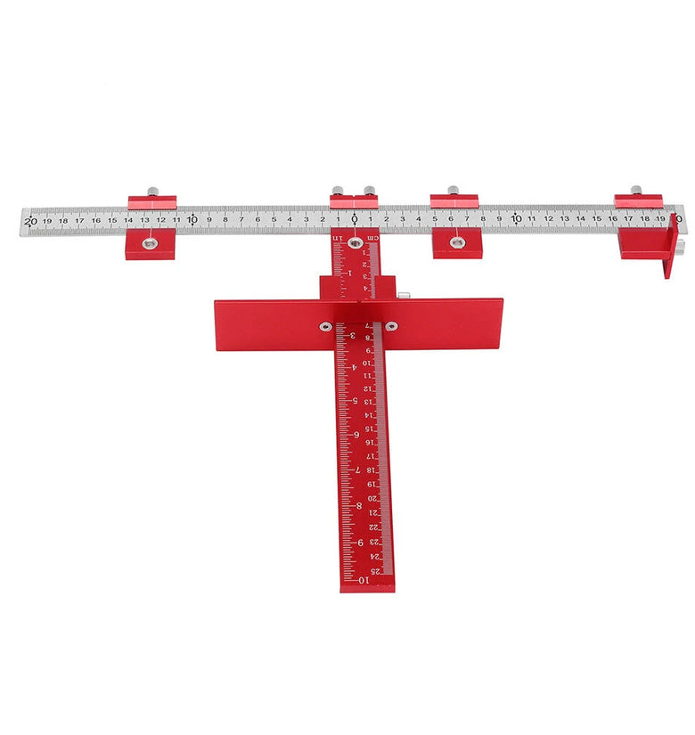ENJOYWOOD Red Aluminum Alloy Metric/Inch Cabinet Hardware Jig 5mm Drill Guide Cabinet Handle Template Jig