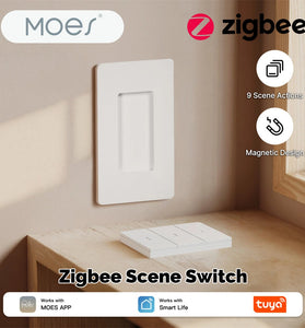 MOES Tuya Zigbe Smart Wireless Scene Switch 3 Gang 9 Scenarios Linkage Magnetic Design Handheld Push Button Control Switch