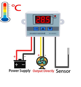 W3002 Digital LED Temperature Controller with 12V/24V/220V/110V Options Dual Refrigeration and Heating Control Adjustable Settings High Accuracy Measurement for Seafood Machines and Other Applications