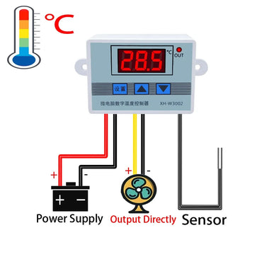 W3002 Digital LED Temperature Controller with 12V/24V/220V/110V Options Dual Refrigeration and Heating Control Adjustable Settings High Accuracy Measurement for Seafood Machines and Other Applications