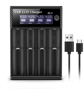 Portable USB LCD Battery Charger 1/2/4 Slots 3.7V Lithium-Ion 1.2V NiMH AAA/AA Rechargeable Batteries Fast Charging
