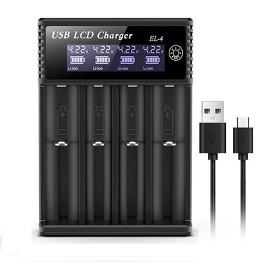 Portable USB LCD Battery Charger 1/2/4 Slots 3.7V Lithium-Ion 1.2V NiMH AAA/AA Rechargeable Batteries Fast Charging