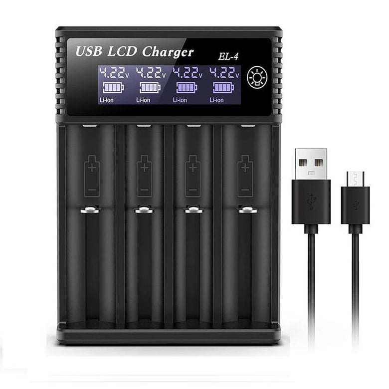 Portable USB LCD Battery Charger 1/2/4 Slots 3.7V Lithium-Ion 1.2V NiMH AAA/AA Rechargeable Batteries Fast Charging