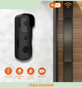 Staniot 1080P Video Black Doorbell WiFi Outdoor Waterproof Camera Two-Way Audio Tuya Smart APP 5200mAh Battery Home Security Doorbell