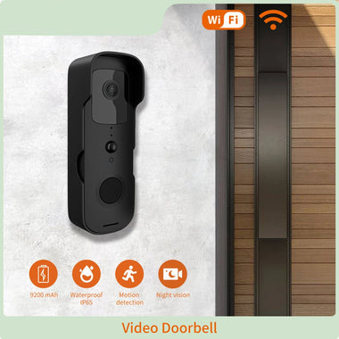 Staniot 1080P Video Black Doorbell WiFi Outdoor Waterproof Camera Two-Way Audio Tuya Smart APP 5200mAh Battery Home Security Doorbell