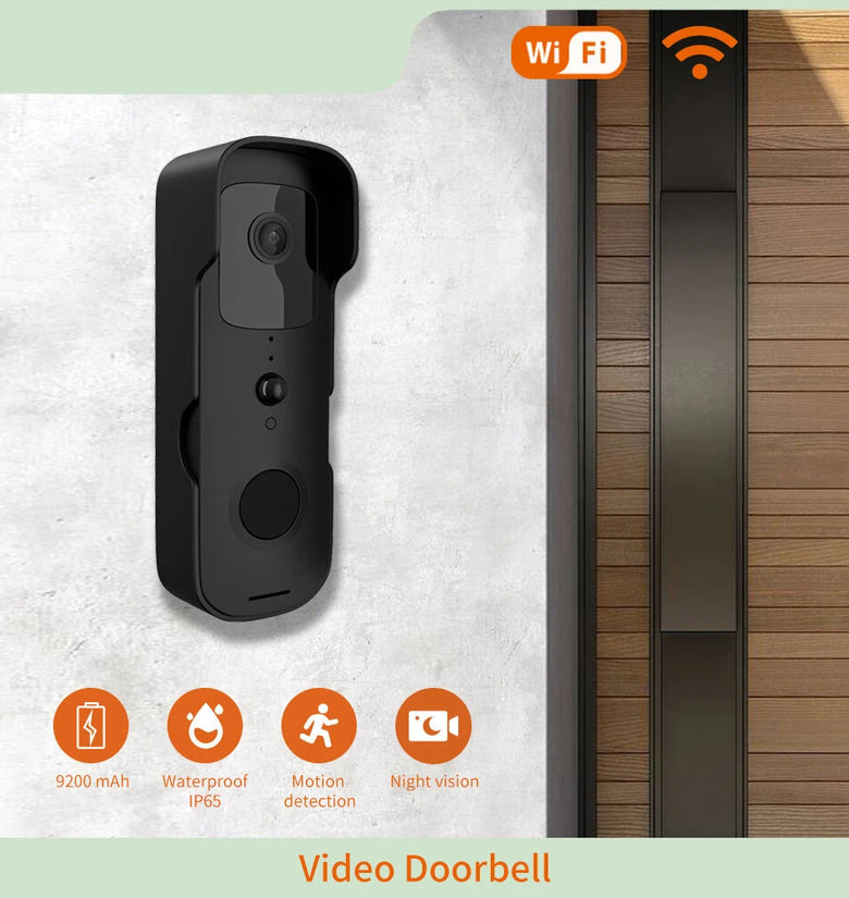 Staniot 1080P Video Black Doorbell WiFi Outdoor Waterproof Camera Two-Way Audio Tuya Smart APP 5200mAh Battery Home Security Doorbell