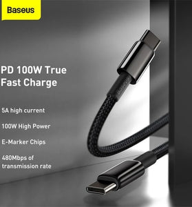 Baseus CW-YMS 100W USB-C to USB-C PD Cable PD3.0 Power Delivery QC4.0 Fast Charging Data Transmission Cord Line For Samsung Galaxy Note 20 For iPad Pro 2020 MacBook Air 2020 Mi 10 Huawei P40