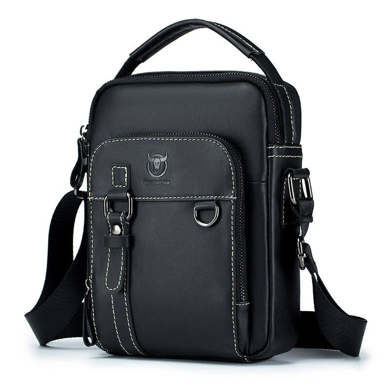 BULLCAPTAIN Genuine Leather Men's Shoulder Bag Small Handbag Fashion Crossbody Bag for Men Daily Casual Travel Messenger Bag for 7.9inch Ipad