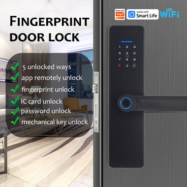 WAFU WF-X8 Tuya Smart WiFi Fingerprint Doorlock Password/APP/IC Card/Key/Fingerprint Unlock Built-in Camera Semi-conductor Intelligent Door Lock