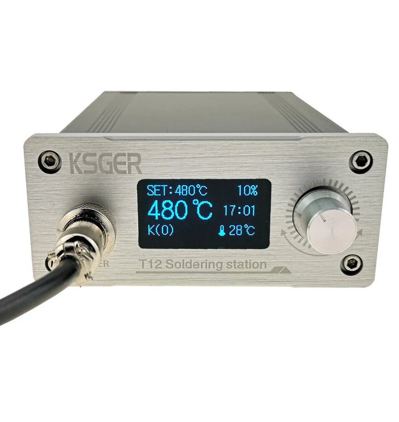KSGER T12 STM32 OLED DIY Kit Constant Temperature Soldering Station 150-480C Range Quick Heating High Power Output Compact Design