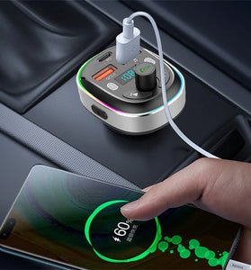 T81 Car MP3 Player Bluetooth 5.3 FM Transmitter QC3.0 PD 30W Fast Charging Charger 7 Color Lights Supports Hands-Free Calling