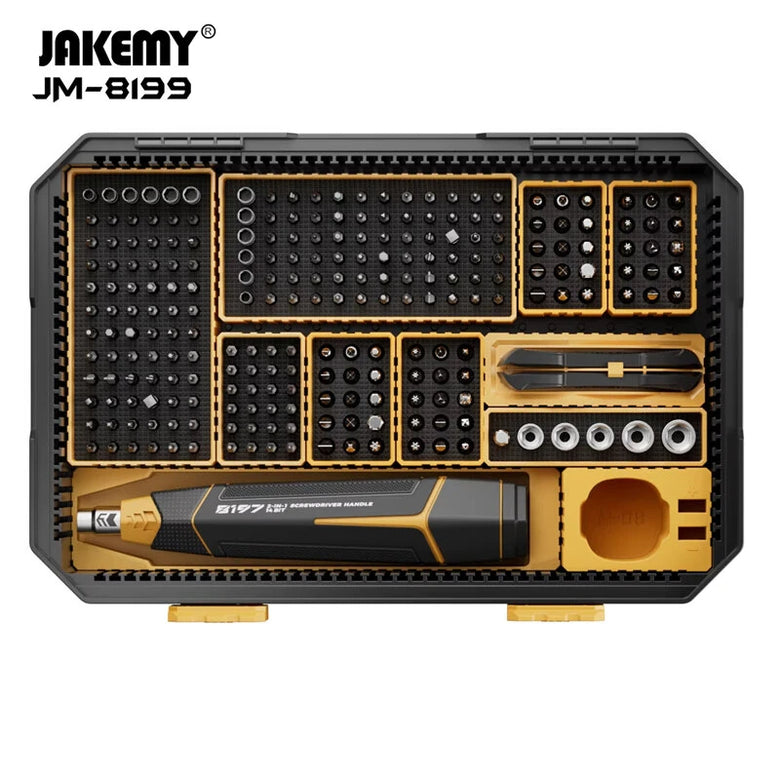 Jakemy JM-8198/135pcs JM-8199/257pcs Repair Tool Kit CR-V Steel Micro Screwdriver Bits Modular Handle Design Universal Compatibility