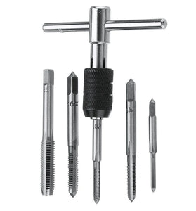 6pcs M3-M8 Tap Drill Set T Handle Ratchet Tap Wrench Machinist Tool With Screw Tap Hand